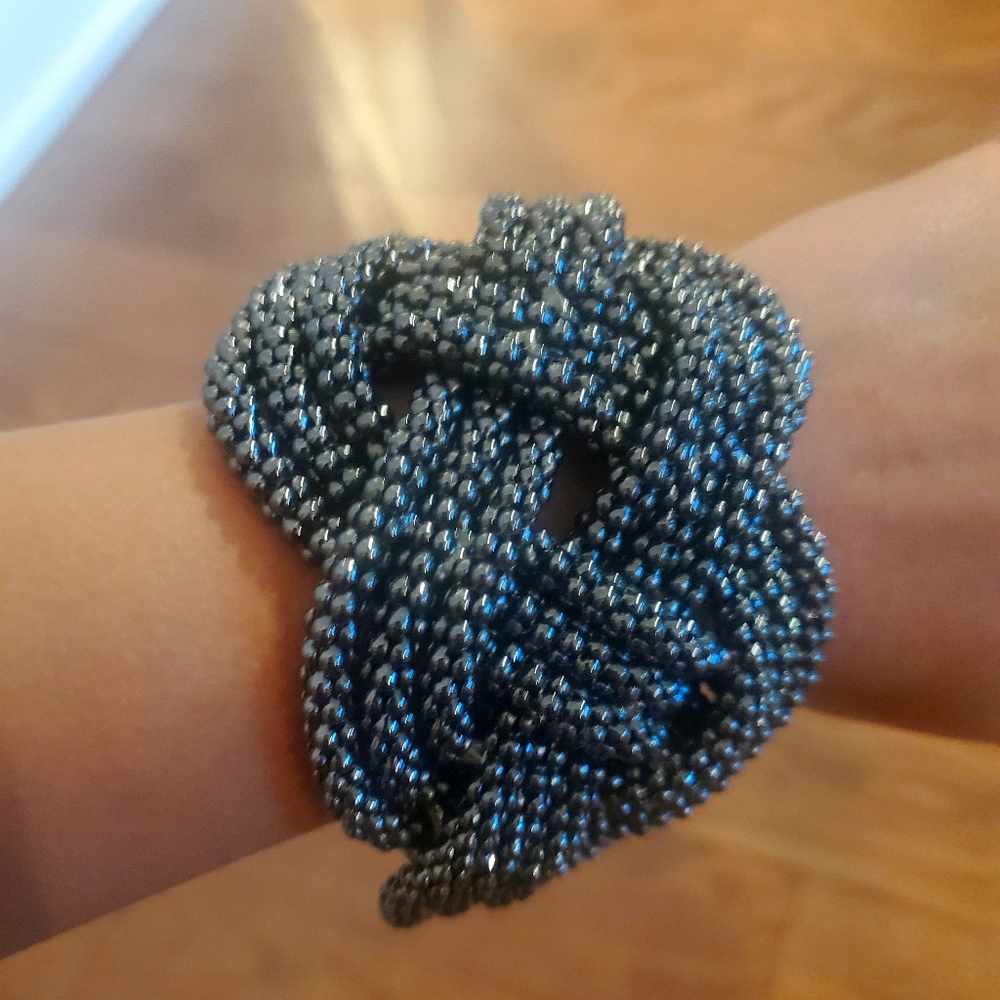 Braided gun metal chunky bracelet
